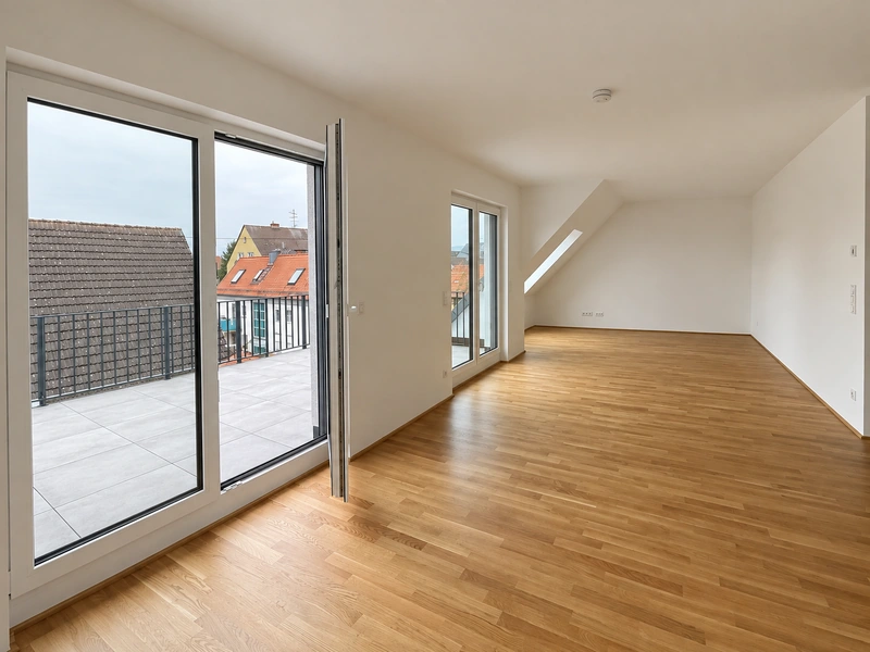 Wohnbereich mit Zugang zur Dachloggia