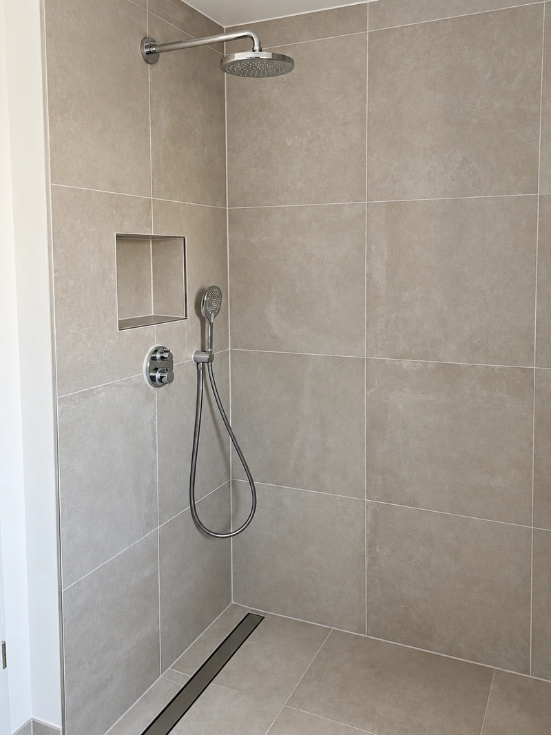 Badezimmer mit bodengleicher Dusche