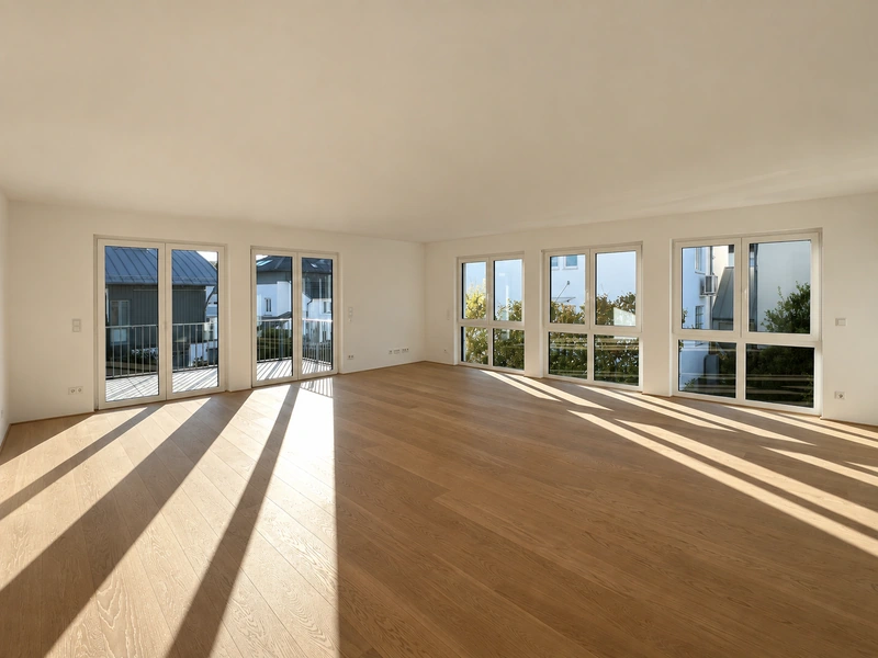 Wohnraum mit großzügigen Fensterflächen