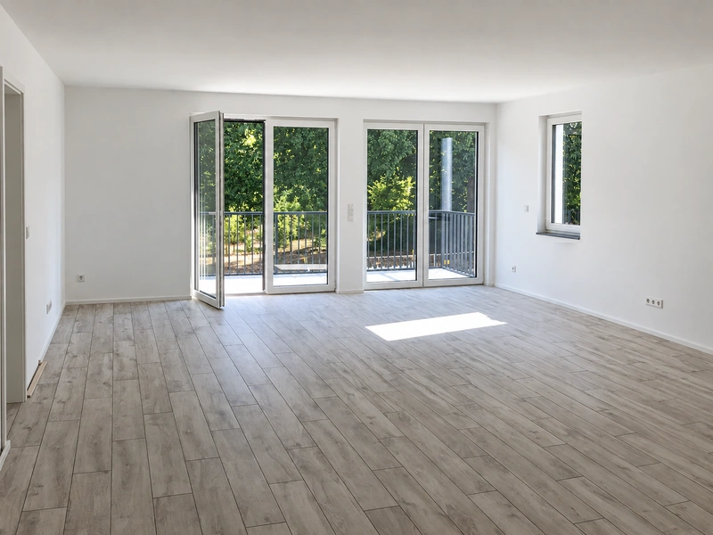 Wohnbereich mit großen Fensterflächen